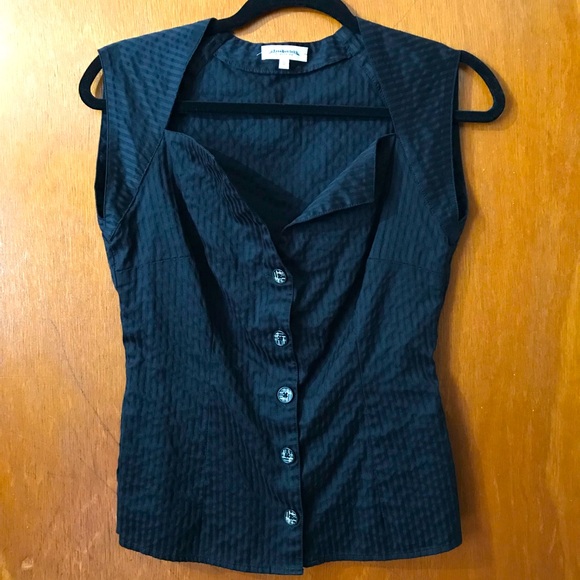 EUC Lena Hoschek Button Up Sleeveless Business Top, Black - Size S - Picture 1 of 7